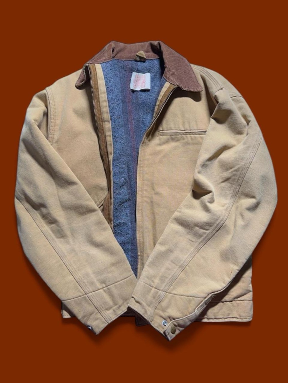 Union Made Carhartt blanket lined Detroit Field Jacket Duck Brown - men’s S/M